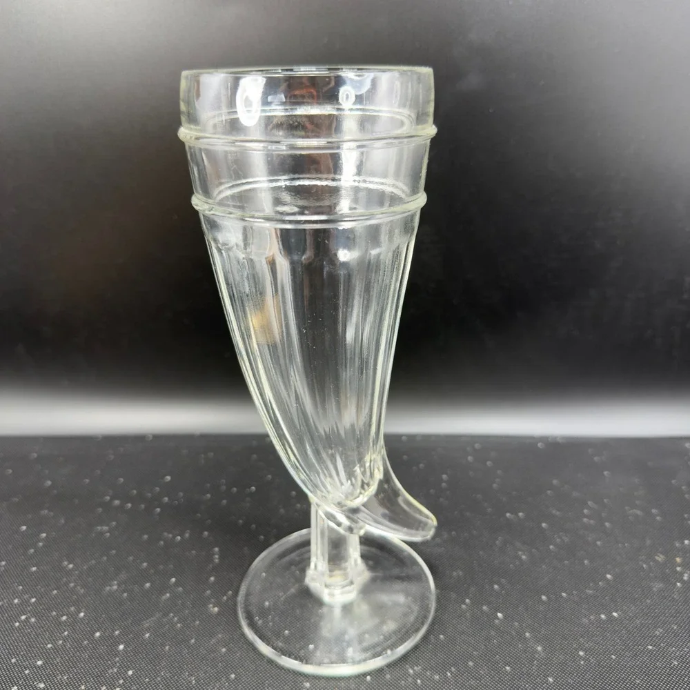 Indiana Glass‎ Cornucopia Horn of Plenty Footed Barware Glasses Cups set 2 VTG